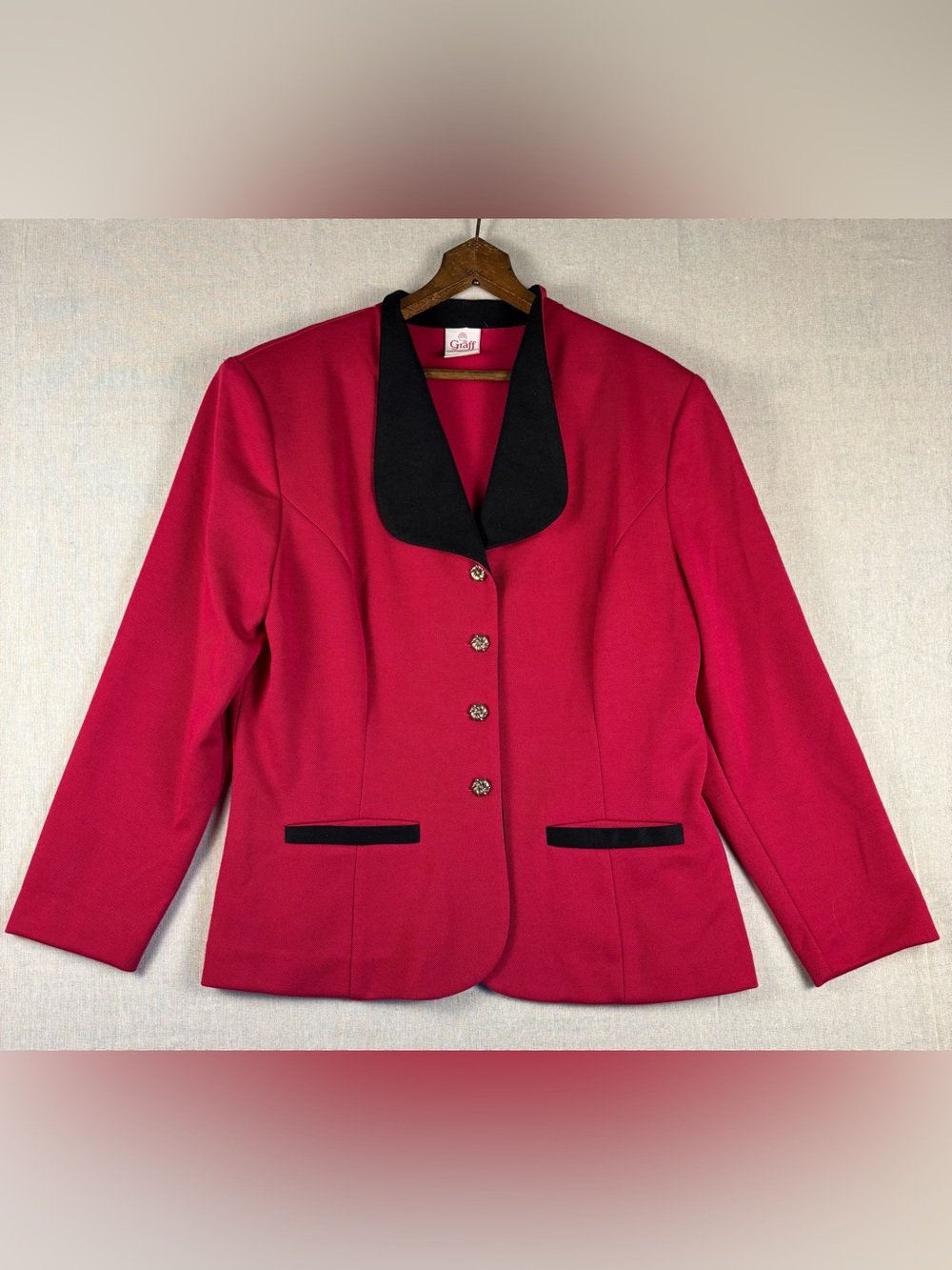 Graff CaliforniaWear Women’s 14 Bright Raspberry with Black Accents Blazer